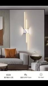 SXH โคมไฟติดผนังแบบยาวเรียบง่าย โคมไฟผนังพื้นหลังทีวีแบบกริด โคมไฟข้างเตียงในห้องนอนแบบมินิมอล โคมไฟติดผนังโรงแรม