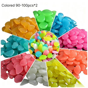 90-100Pcs Glow In Dark Luminous Artificial Pebbles Waterproof Resin Decor Stones for Aquarium Fish Tank Garden Lawn Yard Pathway DIY Micro Landscape Vase Filler fish tank glow gravel decor zero electricity garden luminous stones DIY star bottle filler