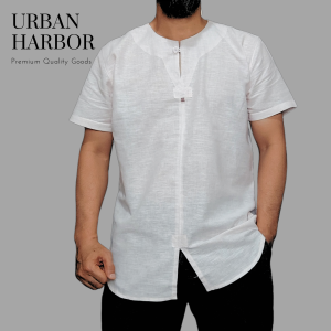 Outfit Pria Bohemian BB 65-70kg Kemeja Katun Tipis Ringan Adem Nyaman Menyerap Keringat Tanpa Kerah Lengan Pendek Pakaian Atasan Santai Hedging Fit Relaxed Kasual Pantai BB 60-70kg Potongan Leher Kru - URBAN HARBOR