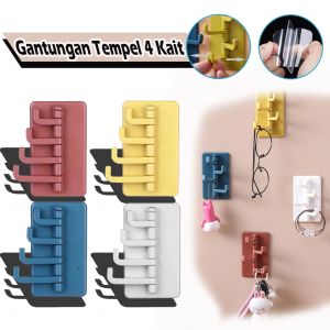 ISI 2 Gantungan Tempel Dinding Lipat 4 Kait - GANTUNGAN TEMPEL DINDING HOOK 4 KAIT -GANTUNGAKSEN KUNCI ASORIES LIPAT