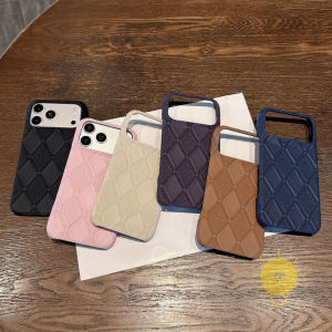 Phone Case For iPhone 17 Pro Max 16 15 14 13 Retro TPU Grid Cover Classic Couple Korean Aesthetic