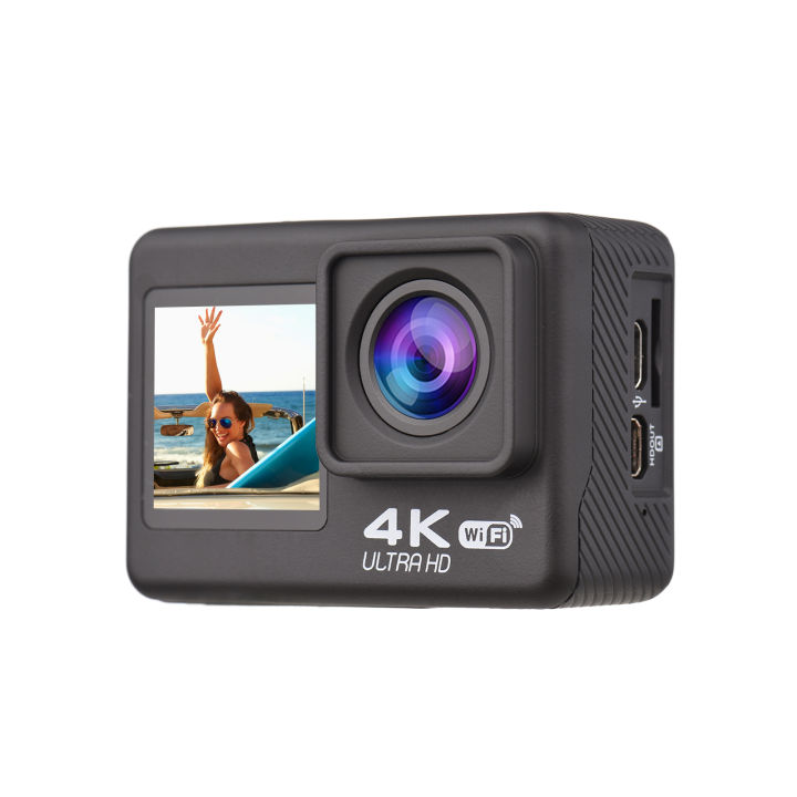 Andoer 4K60FPS ความละเอียดสูงพิเศษ WiFi กล้องแอคชั่นแคมเมราหน้าจอ Dual 170 ° มุมกว้าง30เมตรกันน้ำพร้อมรีโมทคอนโทรล1แบตเตอรี่ลิเธียมไอออนอุปกรณ์เสริมที่ติดตั้งชุดสีดำ