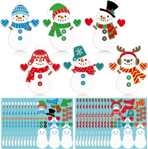 Frienda 24 Pcs Snowman Stickers Crafts for Kids Make a Snowman Stickers Christmas Winter Holiday Craft Games for Xmas Holiday Party Game Classroom Activities Supplies