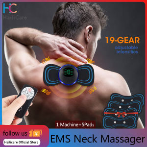 Hailiacre Máy mát xa điện xoa bóp cổ EMS với màn hình LCD Miếng dán lưng cổ tử cung 8 chế độ Kích thích cơ xung Giảm đau di động
