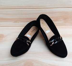 EYZA-sepatu wanita sepatu balet wanita sepatu variasi rantai hitam sol karet flat shoes wanita sepatu cewek sepatu perempuan terbaru