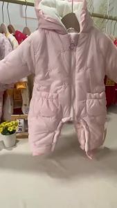 New Baby Romper Super Cute Winter Thickened Baby Hundred Days Cotton Clothes Jumpsuit Outdoor Clothes Winter Outfit