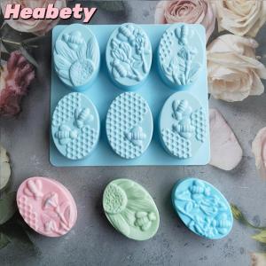Heabety 1pcs 6 Bee-Shaped Silicone Molds Oval Handmade Soap Silicone Molds Flowers And Honeycomb-Shaped Diy Cake Molds Baking Molds