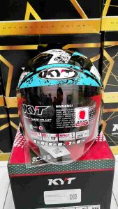 KYT Galaxy Flat R 5 BK/AQUA BLUE: Desain Modern & Nyaman