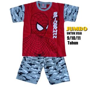 Setelan Kaos Anak Laki Laki Lengan Pendek Kaos dan Celana Jumbo Bergambar Karakter kartun Lucu Super Herro Batman Spidermen Umur Usia 9 10 11 Tahun-KIDZTUBS1719013124