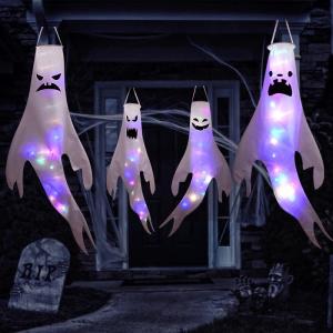 Waterproof Halloween LED Ghost Light Hanging Phantom Floating Ghost Ornaments Decoration for Outdoor Yard Porch Haunted House Night Decor