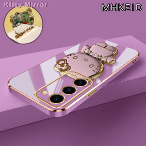 MHKEID Casing Ponsel untuk Samsung A14 5G A34 5G A54 5G A23 5G A13 5G M23 5G F23 5G F13 M13 A04s Case pola kartun Hello Kitty Casing lapisan perbatasan Softcase Gel silika wadah Kesing HP penutup lensa kamera Phone Stands