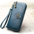 Womens Wallet Genuine Leather Large Capacity Wristlet Clutch Purse Credit Card Holder with RFID Bloc. 