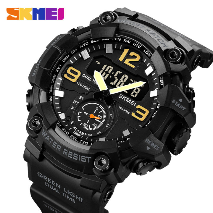 tangan skmei waterproof jam SKMEI Men Sport Fashion Digital Watch Dual Display Alarm Watch