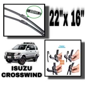 2PCS Isuzu Crosswind Windshield Wiper Blades U-Hook Wipers Soft Rubber Banana Type 22x16 inches