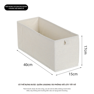 (Giặt được) Hộp đựng quần áo cotton polyester đựng đồ lót tất vớ kiểu hẹp dài cao để tủ có thể gập lại TD159
