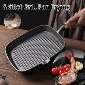 Cast Iron Skillet Grill Pan Frying Cast Iron Skillet Cooking Grill Steak Frying Pan Square Steak Pan Safe Cookware