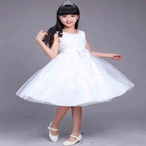 June 1st Girls Dress Princess Childrens White Evening Flower Boy Host Piano Performance Fluffy Summer