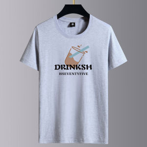 IELGY 【S-6XL】Summer Mens T-shirt Cotton Casual Student Crewneck Large Size Base Top