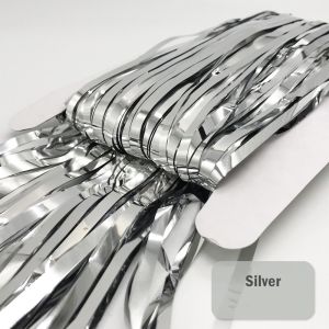 ( SG SELLER）1 x 2M Metallic Foil Curtain for birthday Tinsel Fringe Curtain Birthday Party Decoration Wedding Photography Backdrop Curtain