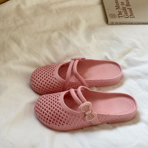 [Free Shipping] Fashionable Sweet Breathable Mesh Sandals For Women Comfortable Summer Slip-On Commuting Slippers Open-Toed Outdoor Slippers