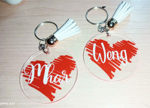 Personalized Acrylic Keychains - Custom Name & Design Durable Acrylic Material Circular Shape Stylish & Modern 2 Inches Diameter Handmade Vinyl Decal