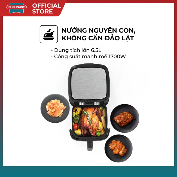 [Bản mới] Nồi chiên không dầu 6.5L SUNHOUSE SHD4030 - Công nghệ Rapid Air giảm tới 80% dầu mỡ - Khoang chiên trong suốt | BigBuy360 - bigbuy360.vn
