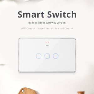 Zemismart Tuya สวิตช์ไฟอัจฉริยะ Zigbeeที่มีสถิติไฟฟ้าในตัว Zigbee วัดพลังงานในไฟระบบสัมผัสสวิตช์ Alexa Google Home การควบคุมเสียงเครื่องจับเวลาควบคุม