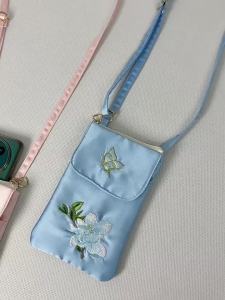 Popular Chinese-style embroidered double-layer phone bag crossbody bag shoulder bag artistic versatile small bag embroidered ancient-style phone bag