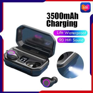 COD QJ Earphone TWS Bluetooth 5.0 + Charging Case Flashlight 3500mAh - M12 / headset bluetooth sambung hp laptop portable terbaru terlaris suara jernih full bass gaming terbaik ganteng desain unik elegan vlog tanpa kabel austetic viral paling di cari tren
