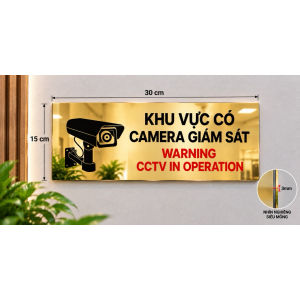 Biển Cảnh Báo CCTV 15x30cm - Bảng Camera Giám Sát Alu 3mm Chất Lượng