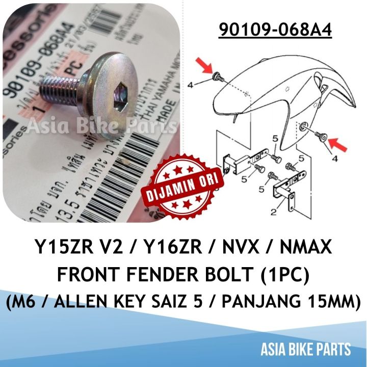 Yamaha Original Y15ZR V2 Y16ZR NVX NMAX Front Fender Bolt