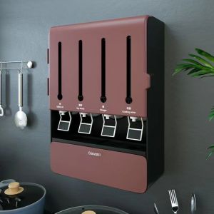 Kitchen Condiments Organizer Wall Mounted Shelf White Wall Storage Seasoning Box