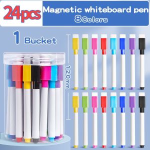 24pcs/Set Magnetic Erasable Whiteboard Marker Pen With Brush Markers Pen White Board Markers for Office and School Supplies