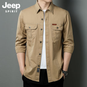 Jeep Tinh Thần áo nam Quá Khổ 8xl Áo Sơ Mi Áo sơ mi túi hộp Người Đàn Ông Của Áo Khoác Giản Dị Mới vải bông nguyên chất hoàn toàn Thoáng Khí Áo Thun Tay Dài