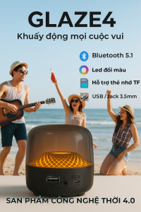 Loa Bluetooth Mini GLAZE4 – Đèn LED 360 Nhảy Theo Nhạc Bass Căng Loa Máy Tính Di Động Ipad PC  - Có thể kết nối cùng lúc 2 loa