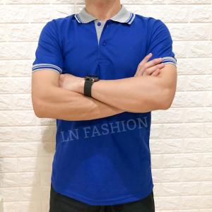 LN FASH STORE Kaos PoloShirt / Kaos Kerah Kombinasi Abu PIQUE