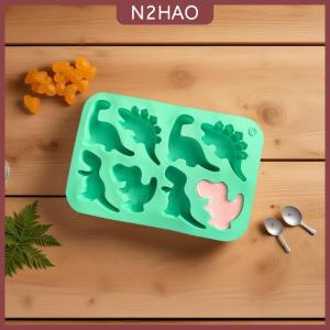 N2HAO  Khủng Long Cấp Thực Phẩm Silicone Khuôn 8-Khoang Sô Cô La Cứng Kẹo Ice Cubes Silicone Khuôn Cho Tự Làm Sô Cô La Kẹo Thạch