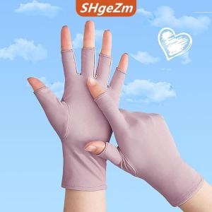 [COD] SHgeZm Mùa hè băng lụa nửa ngón tay Găng tay phụ nữ thoáng khí mỏng ngón tay Găng tay ngoài trời cưỡi lái xe găng tay Kem chống nắng găng tay