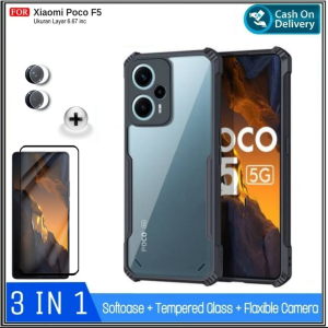Bisa ( COD ) NO RING 3IN 1 Full Soft Case POCO F5 X5 PRO 5G X3 PRO Casing + TG Layar + TG Camera