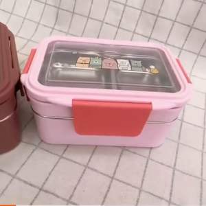 กล่องข้าวอาหารกลางวัน กล่องข้าวสแตนเลส รุ่น 2 ชั้น กล่องข้าวพกพา แบบอุ่นน้ำร้อนได้