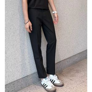 UN trousers mens nine-pointslim straight casual pants high-grade drape black suit pants summer