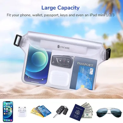 Waterproof Pouch Beach Waist Pack Boating Swimming Snorkeling Kayaking Beach Pool Water Park Surfing phone Wallet Dry Bags