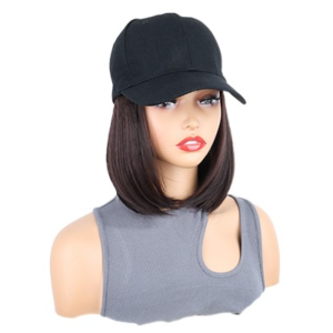 FOYOUR Mũ lưỡi trai Mũ bóng chày tóc bob Có thể điều chỉnh Tổng hợp Mũ che nắng và tóc giả Phong cách Phụ kiện tóc Kiểu tóc bob thẳng ngắn Phụ nữ