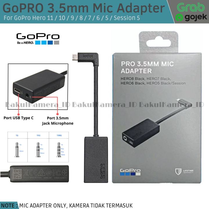 Adapter Mic GoPro Mic Adapter GoPro Hero 12 11 10  Black Hero Session