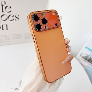 Official Orange Frosted Camera Protector Phone Case For iPhone 17 Air 16 15 14 13 12 Pro Max Plus Large Window Shockproof Cover