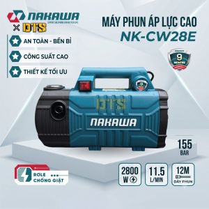 Máy rửa xe cao áp 2800W NAKAWA NK-CW28E mô tơ từ 155 bar phun xịt sân vườn dây 12m rơ le chống giật