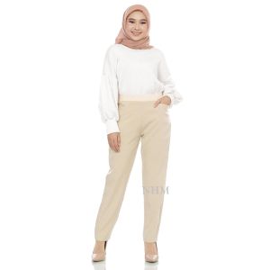 NHM Celana Panjang Bahan Kantor Formal Karet Celana Bahan Jumbo Anti Begah