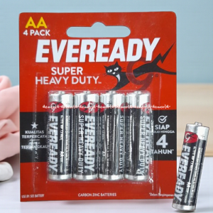 Eveready AA 4pcs Super Heavy Duty Baterry Batrai Tahan Lama 1.5V Ever Ready AA Hitam Tidak Mengandung Merkuri
