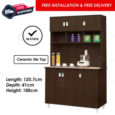 AStar Kitchen Cabinet with Top Doors and Drawers Plywood tiled Table top Display shelf [SG SELLER] -INSTOCKS
