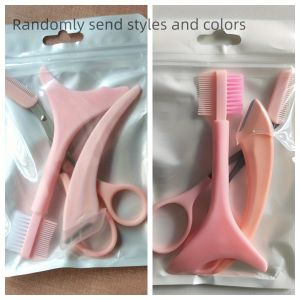 A Three-Piece Multifunctional Eye Makeup Tool Set Including a Lash Comb a Curved Eyebrow Razor And Eyebrow Scissors Suitable for Beginners.